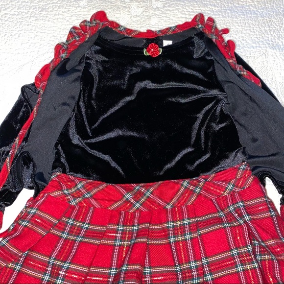 Baby Girl Christmas Plaid Velvet Top Dress - Picture 7 of 8
